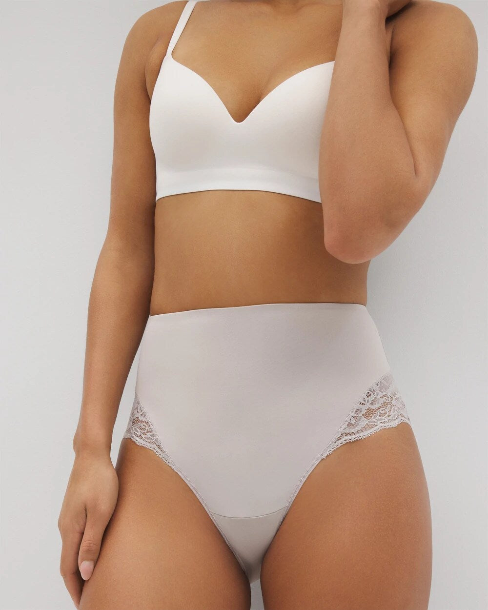 GRAY GLASS - Tummy High-Waist Brief Panty with Lace