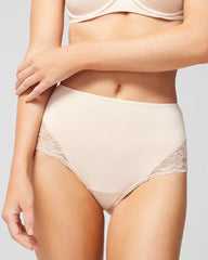 PALE SAND - High-Waist Brief Panty with Lace