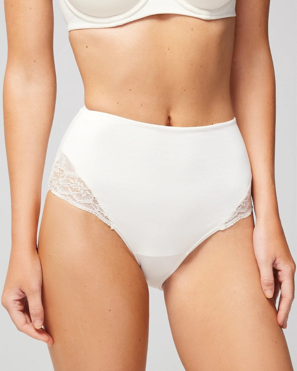 IVORY - High-Waist Brief Panty with Lace
