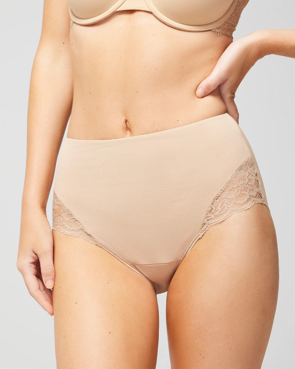 WARM AMBER - High-Waist Brief Panty with Lace