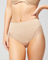 WARM AMBER - High-Waist Brief Panty with Lace