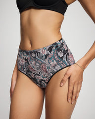 REGAL PAISLEY BLACK MINI - Tummy Modern Brief Panty