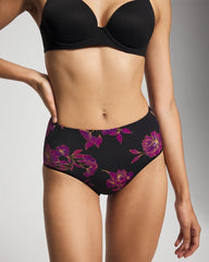 GILDED BLOOMS MAGENTA M - Tummy Modern Brief Panty