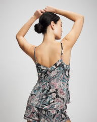 REGAL PAISLEY BLACK - Piped Pajama Cami