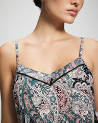 REGAL PAISLEY BLACK - Piped Pajama Cami