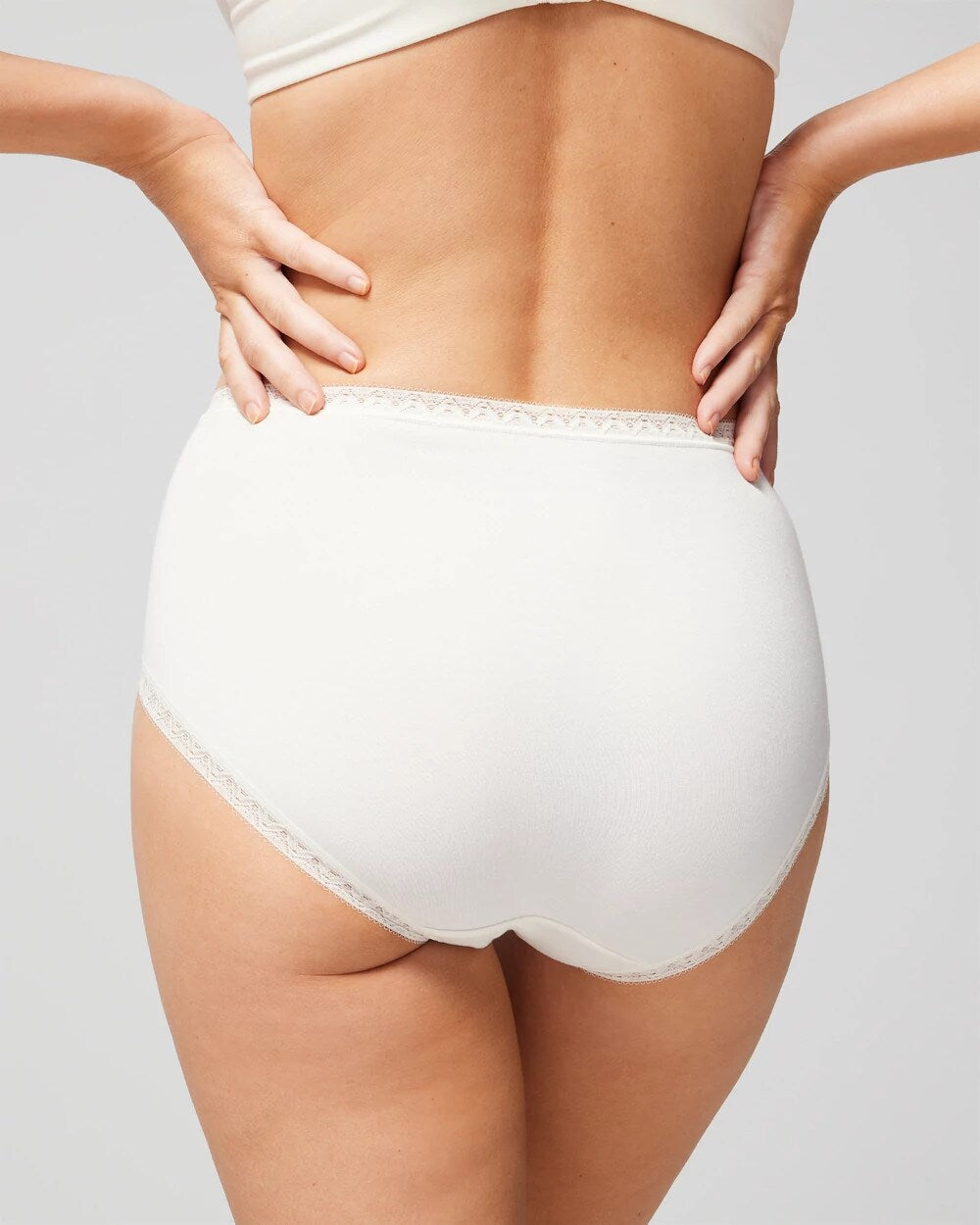 IVORY - Cotton Brief Panty with Lace Trim