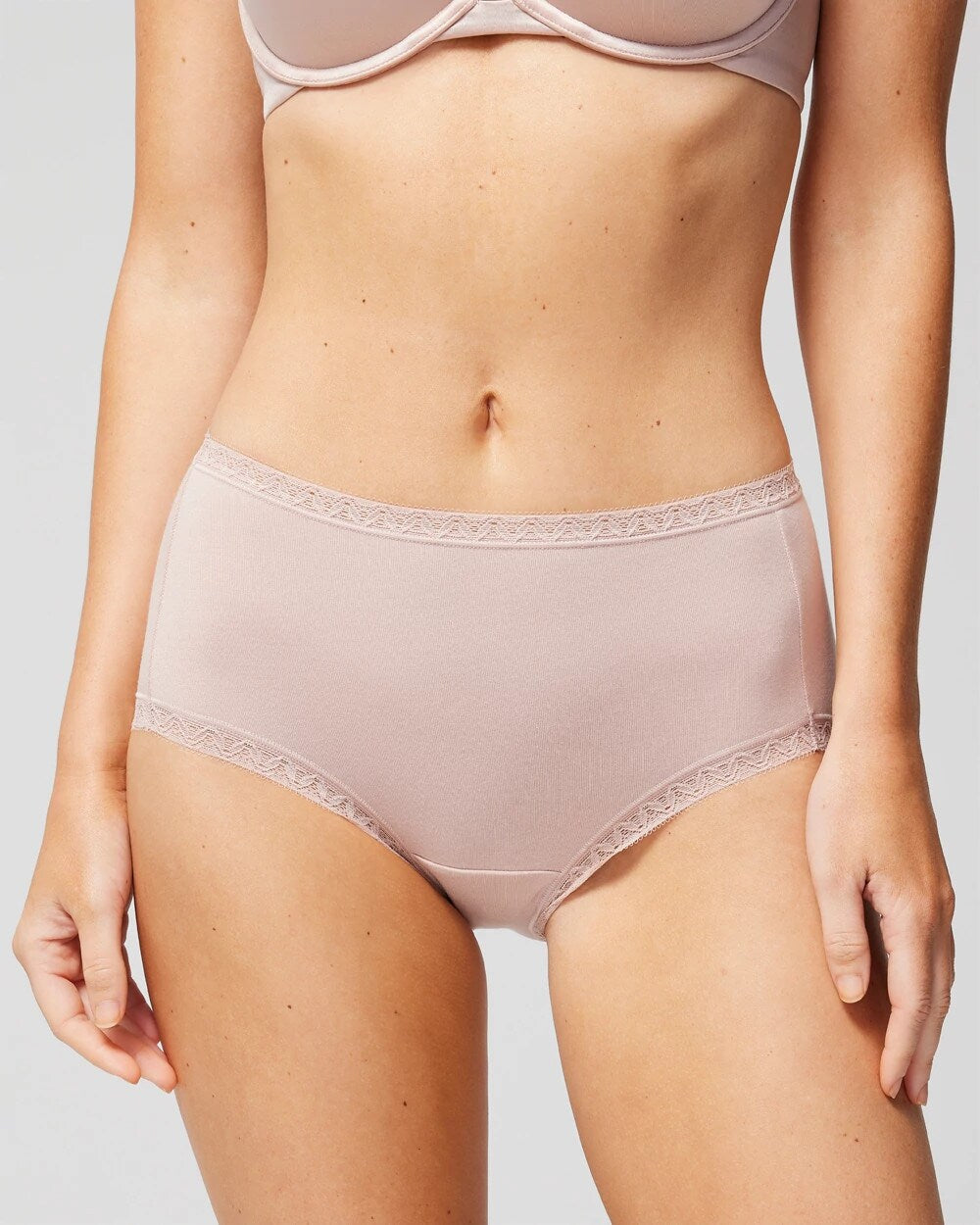 ADOBE ROSE - Cotton Brief Panty with Lace Trim