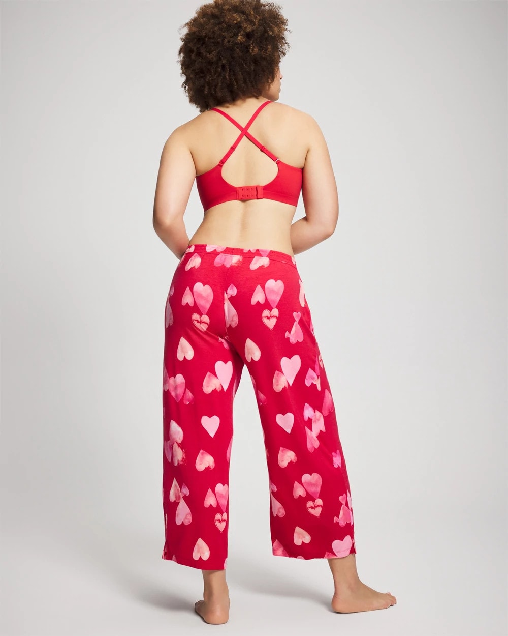 WHOLE LOTTA LOVE RED - Cropped Pajama Pants