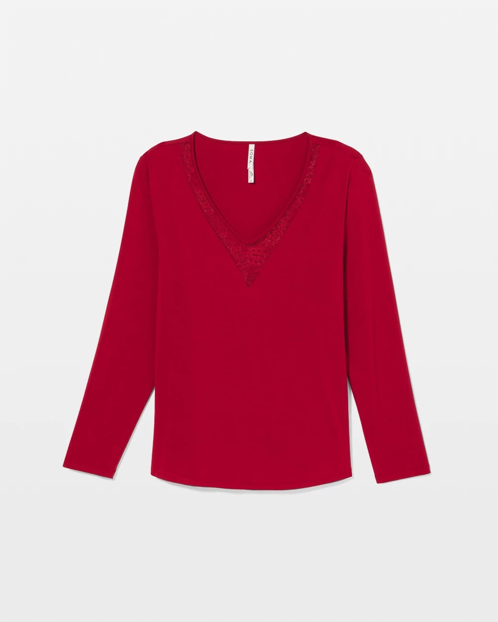 PAINT THE TOWN RED - Lace Long Sleeve Pajama Top