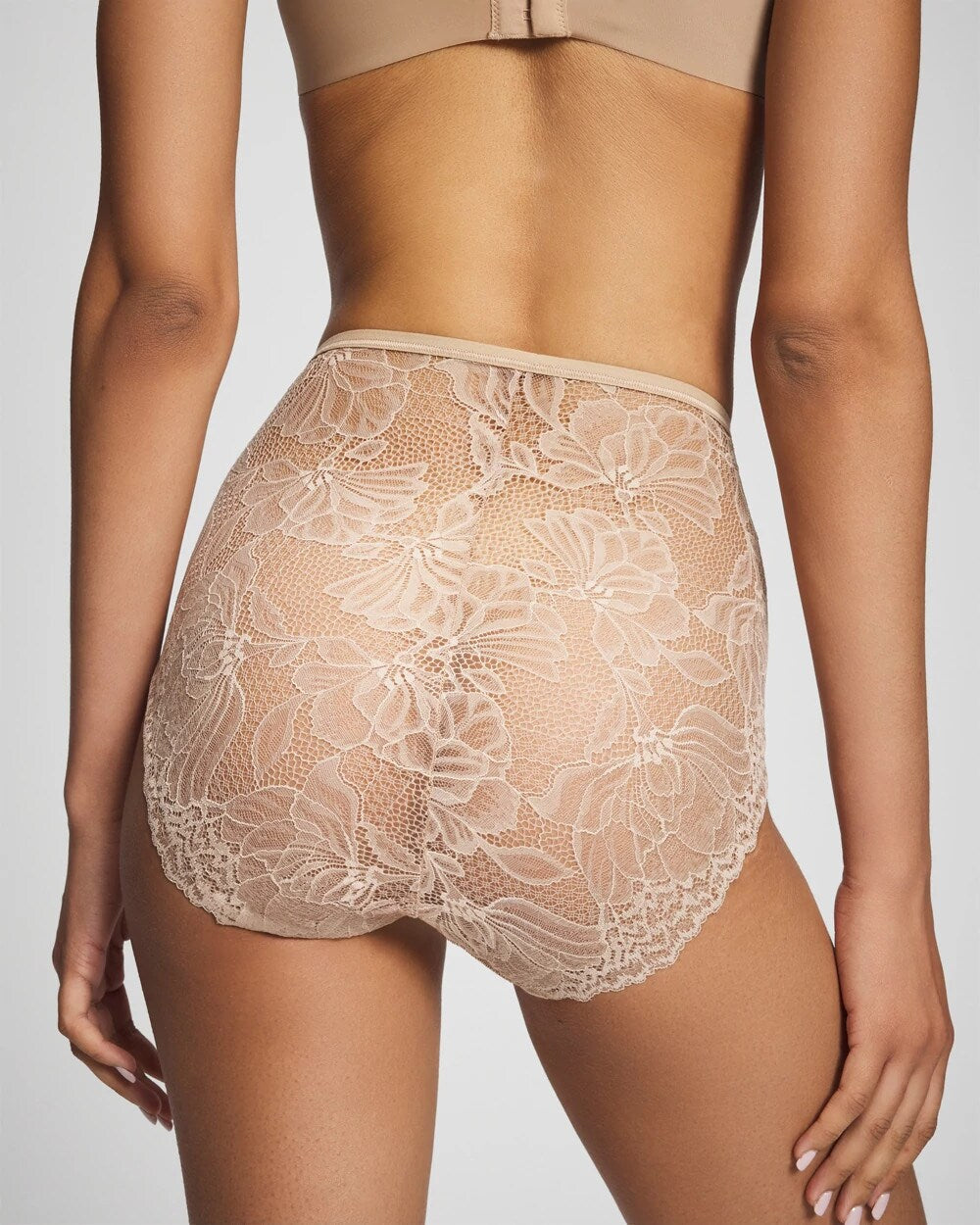 WARM AMBER - Lace Back Modern Brief Panty