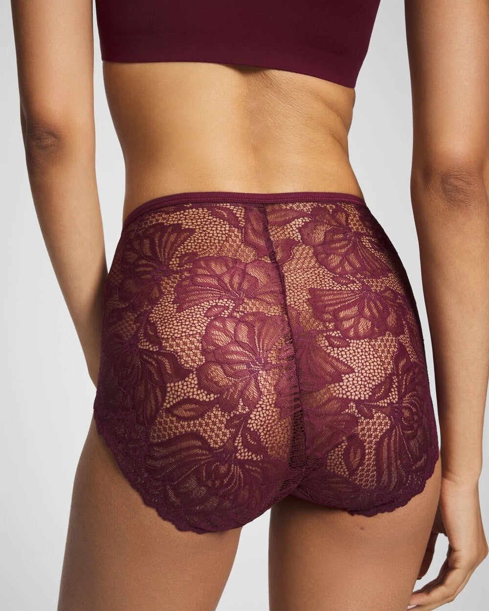 VELVET PLUM - Lace Back Modern Brief Panty