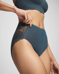 PETROL - Lace Back Modern Brief Panty