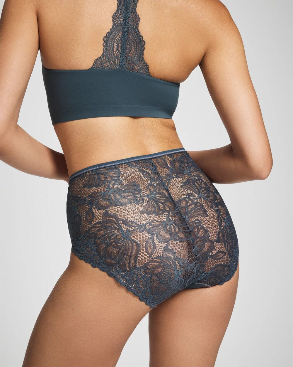 PETROL - Lace Back Modern Brief Panty
