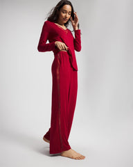 PAINT THE TOWN RED - Lace Relaxed Wide Leg Pajama Pant