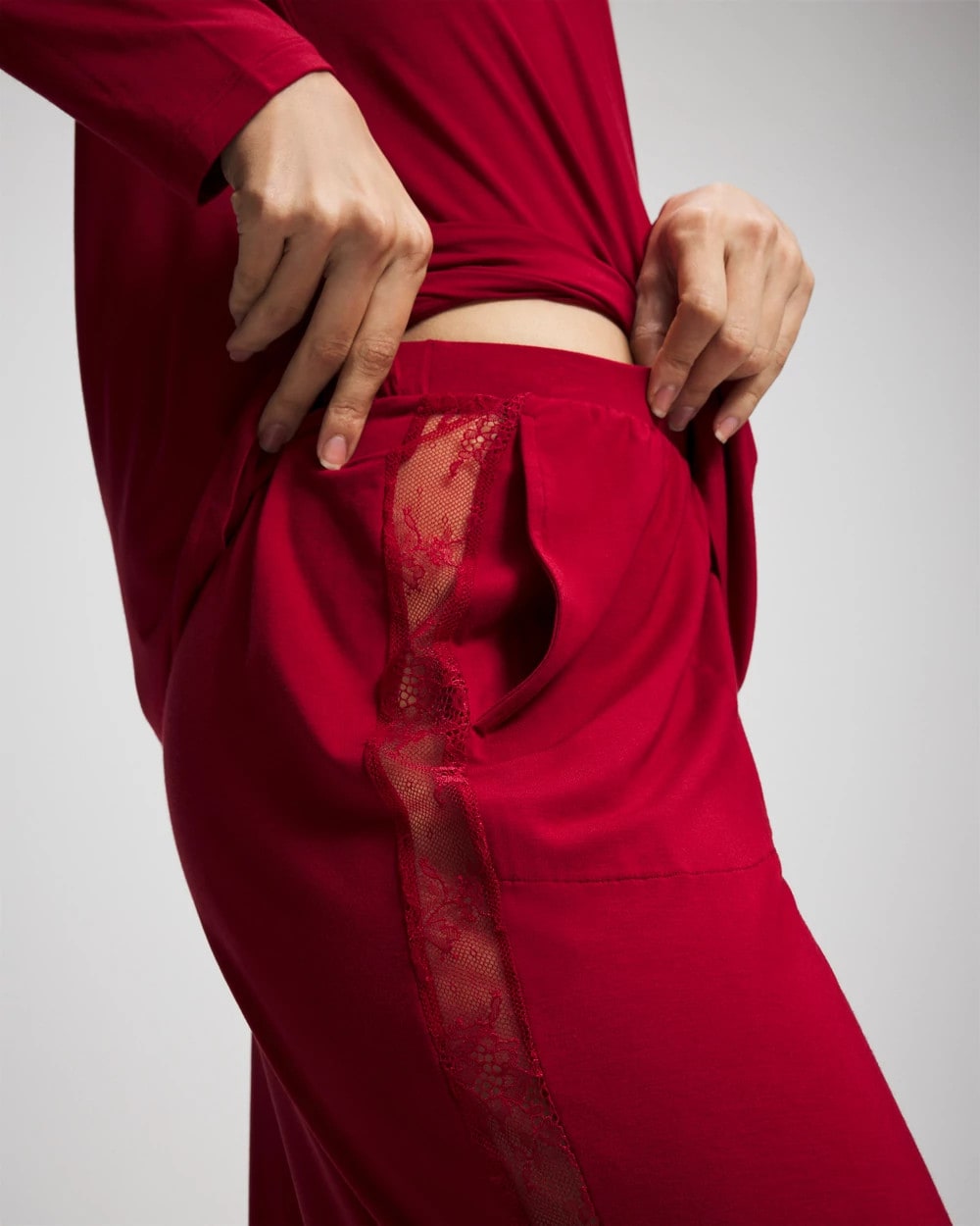 PAINT THE TOWN RED - Lace Relaxed Wide Leg Pajama Pant