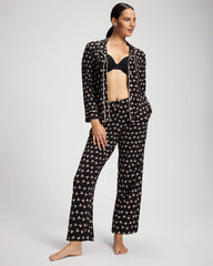 PEACEFUL PETALS BLACK - Ankle Pajama Pant