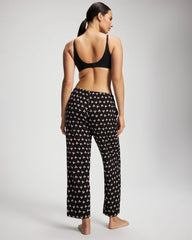PEACEFUL PETALS BLACK - Ankle Pajama Pant