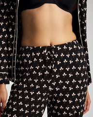 PEACEFUL PETALS BLACK - Ankle Pajama Pant