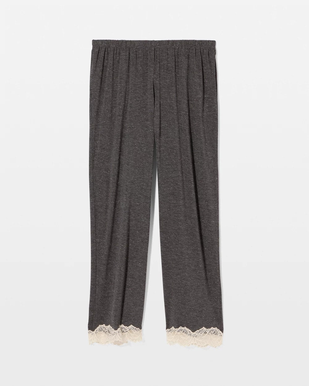 CHARCOAL HEATHER W/ SHINE - Lace Trim Pajama Pant