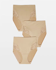 WARM AMBER MULTIPACK - Tummy High-Waist Brief Panty with Lace 3 Pack