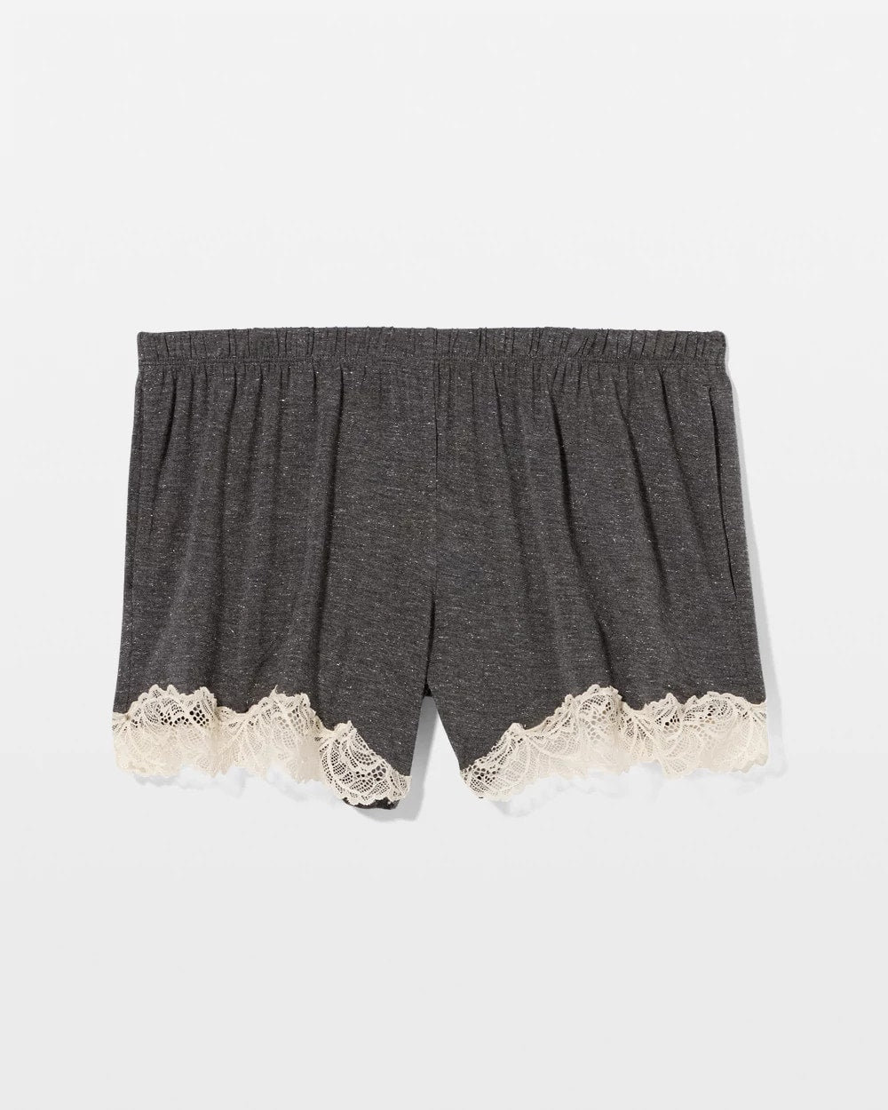 CHARCOAL HEATHER W/ SHINE - Lace Trim Pajama Short