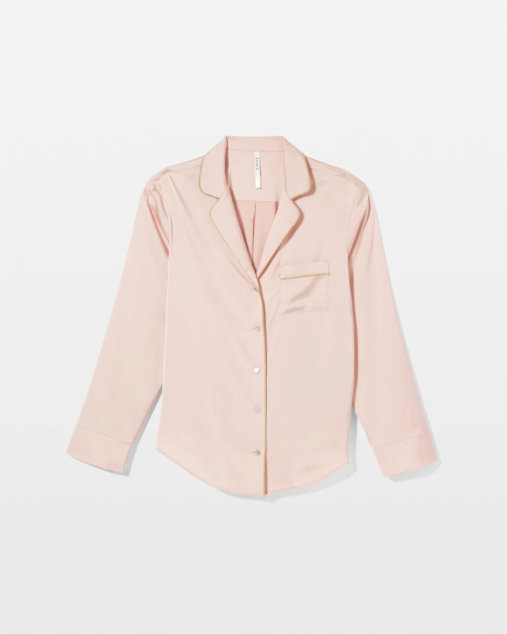 CAMEO ROSE - Long Sleeve Notch Collar Pajama Top