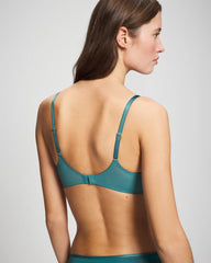 CERULEAN TEAL - Tattoo Embroidered Perfect Coverage Bra