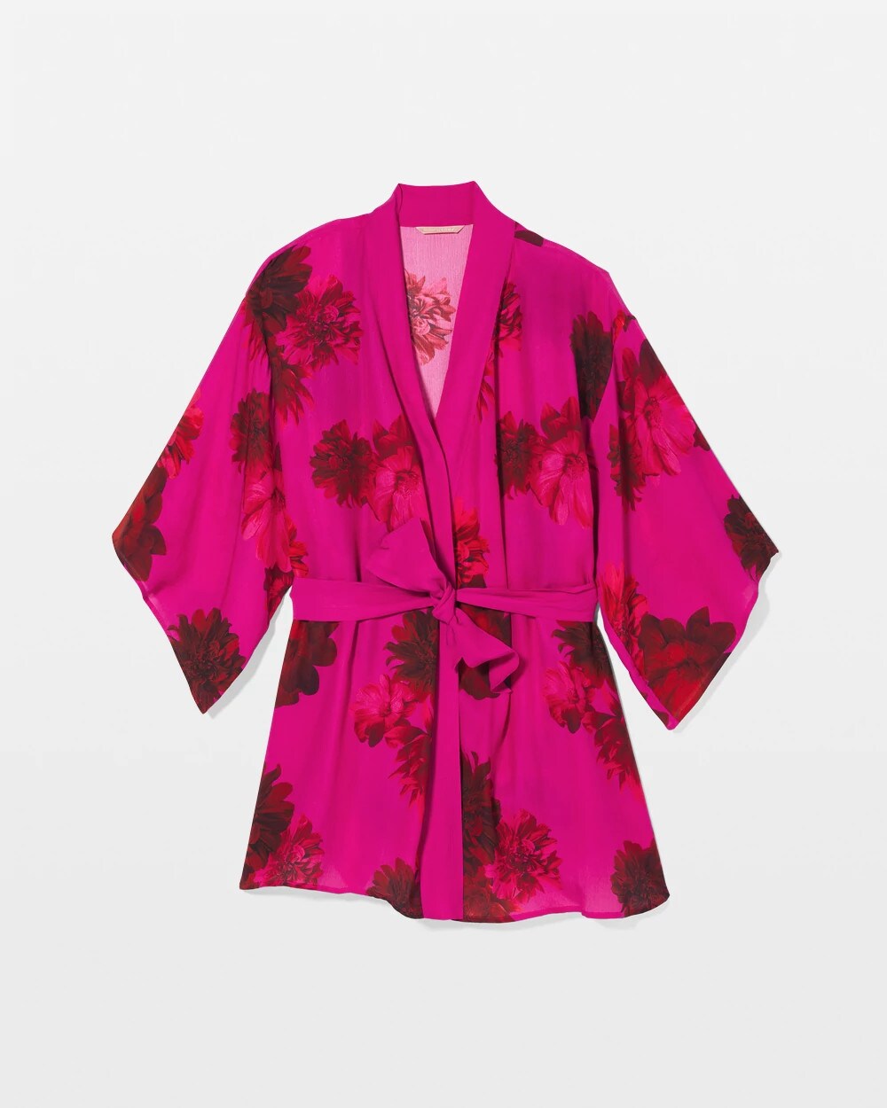 VA VA BLOOMS PINK - Silk Chiffon Short Robe