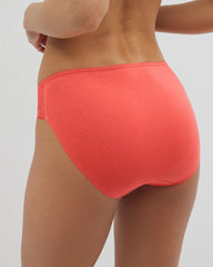DEEP SEA CORAL - Cotton Blend Hipster Panty with Lace