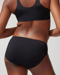 BLACK - Cotton Blend Hipster Panty with Lace