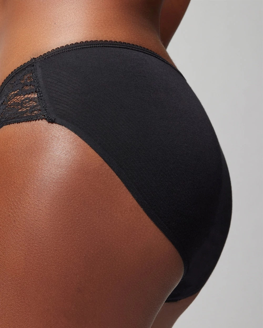 BLACK - Cotton Blend Hipster Panty with Lace