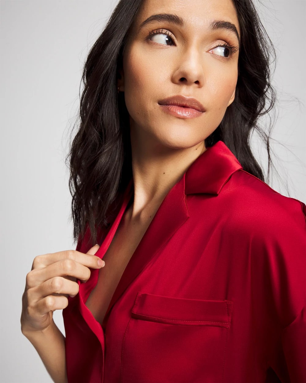 PAINT THE TOWN RED - Short Sleeve Notch Collar Pajama Top