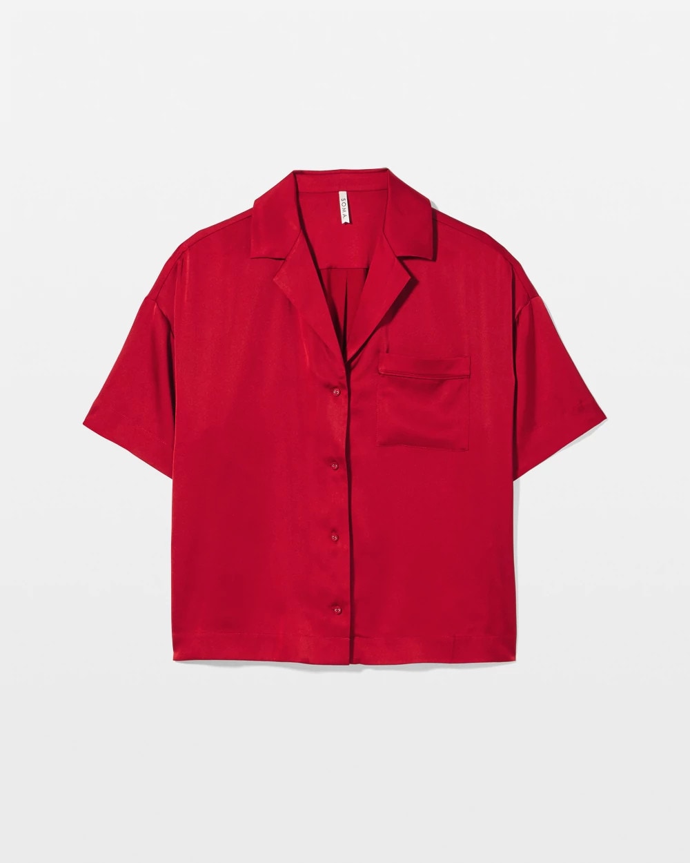 PAINT THE TOWN RED - Short Sleeve Notch Collar Pajama Top