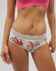 LE TIGRE FLORA MINI CH - Embraceable Hipster Panty with Crochet Lace Waist