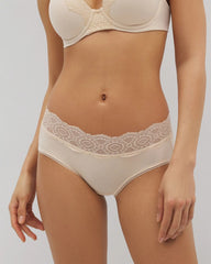 PALE SAND - Embraceable Hipster Panty with Crochet Lace Waist