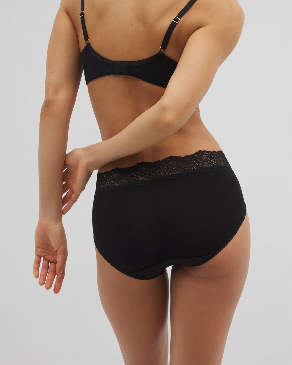 BLACK - Embraceable Hipster Panty with Crochet Lace Waist