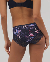 BLOOM BRIGHTLY MINI NAVY - Hipster Panty with Enchanting Lace