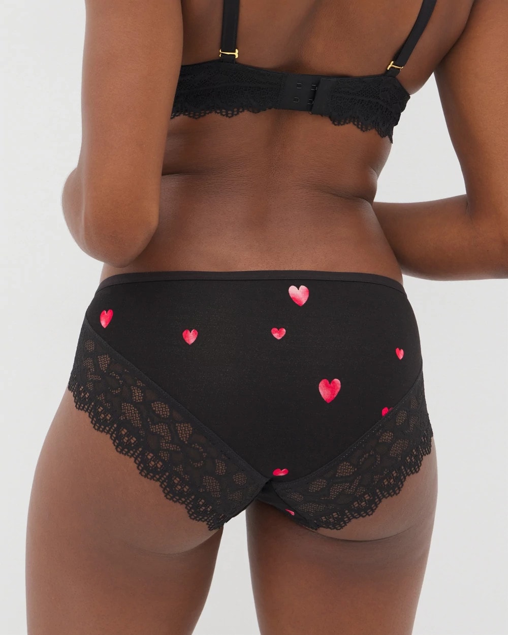 FLOATING HEARTS BLACK RED - Hipster Panty with Enchanting Lace