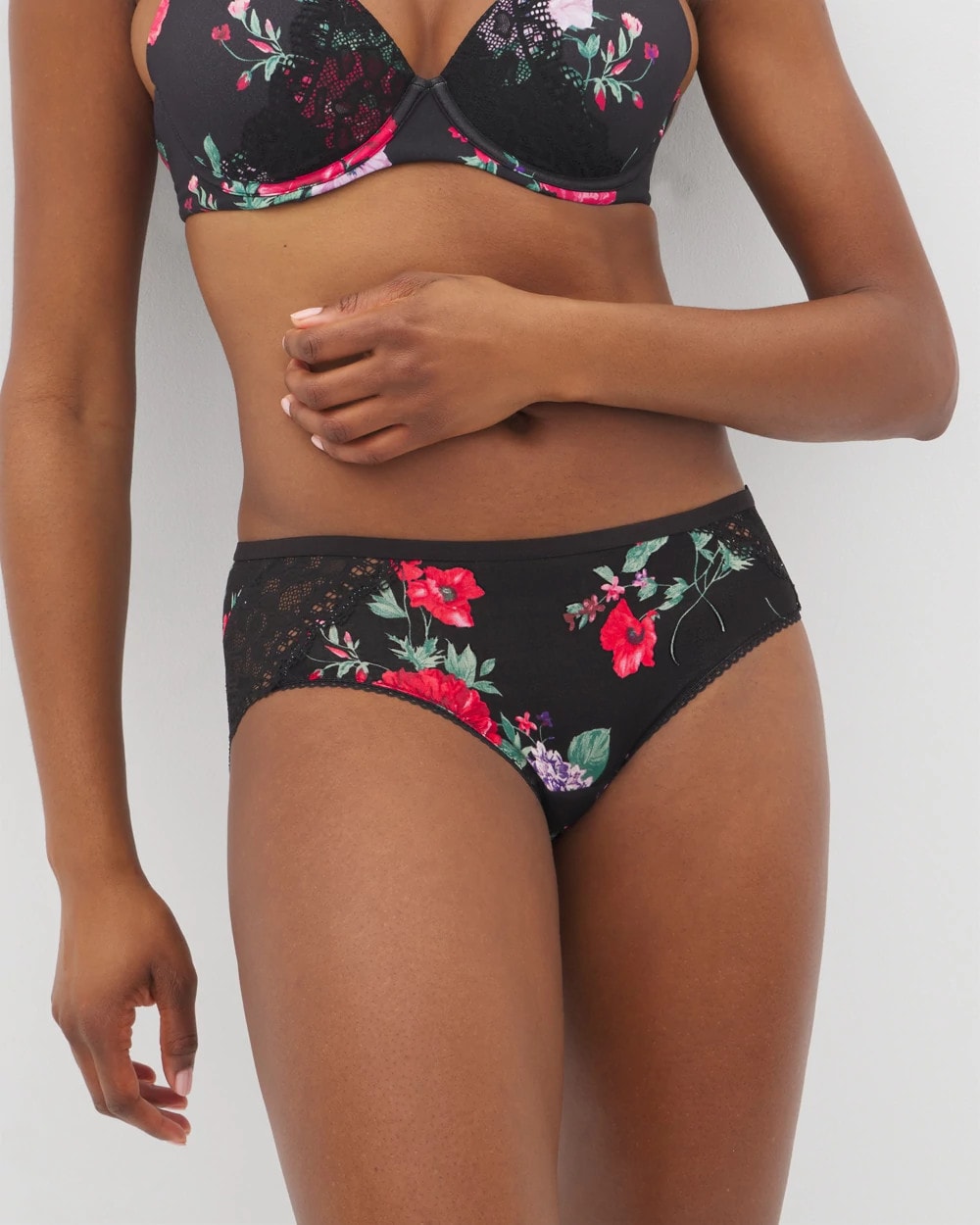 RHAPSODY FLORA MINI BLACK - Hipster Panty with Enchanting Lace