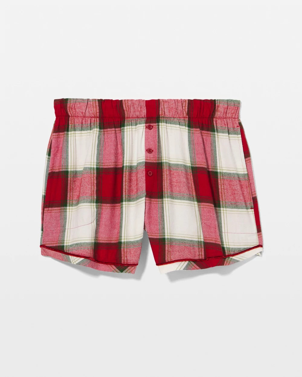 WINTER PLAID RED - Velvet Piped Boxer Pajama Short