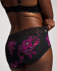 GILDED BLOOMS MAGENTA M - Hipster Panty with Enchanting Lace