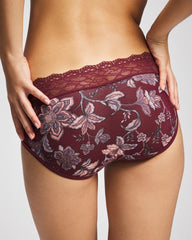 PAISLEY SPLENDOR M PLUM - Hipster Panty with Enchanting Lace