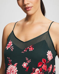 COTTAGE FLORAL GREEN - Mesh Trim Pajama Cami