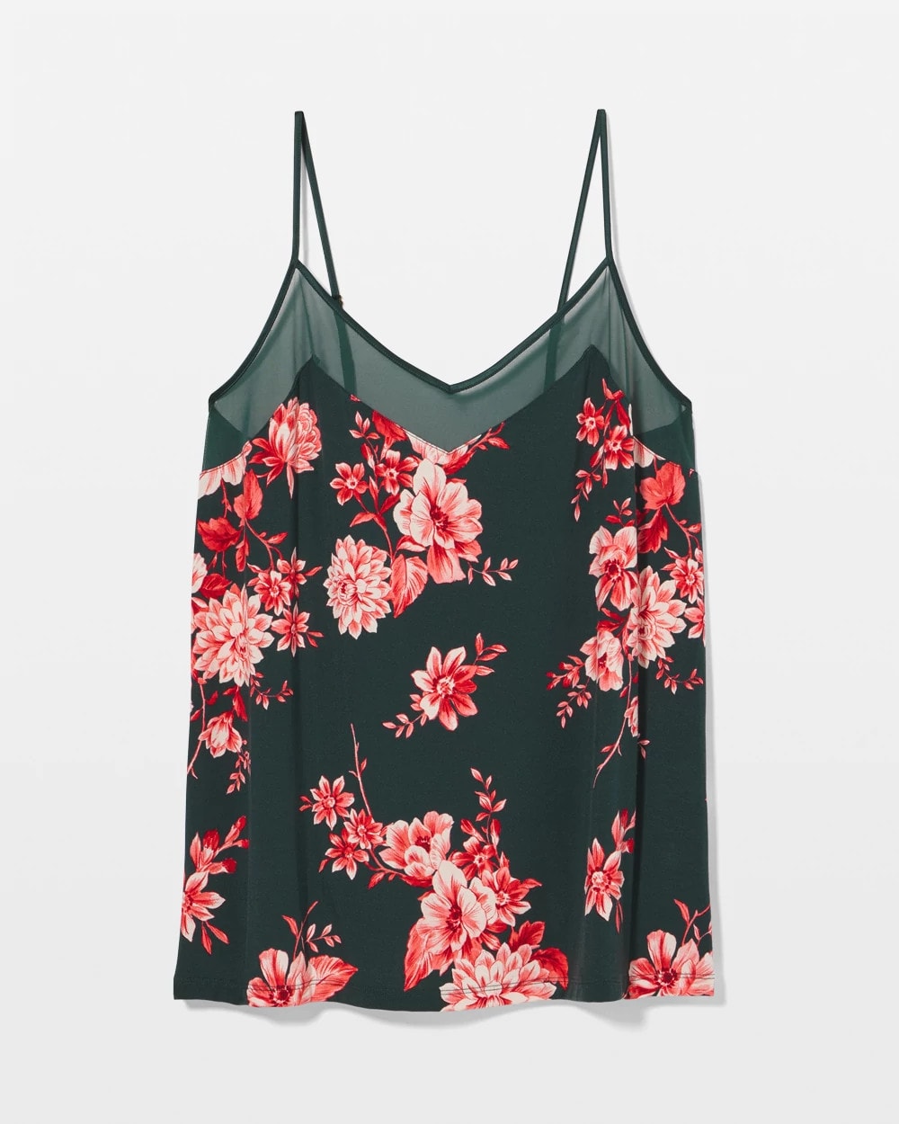 COTTAGE FLORAL GREEN - Mesh Trim Pajama Cami