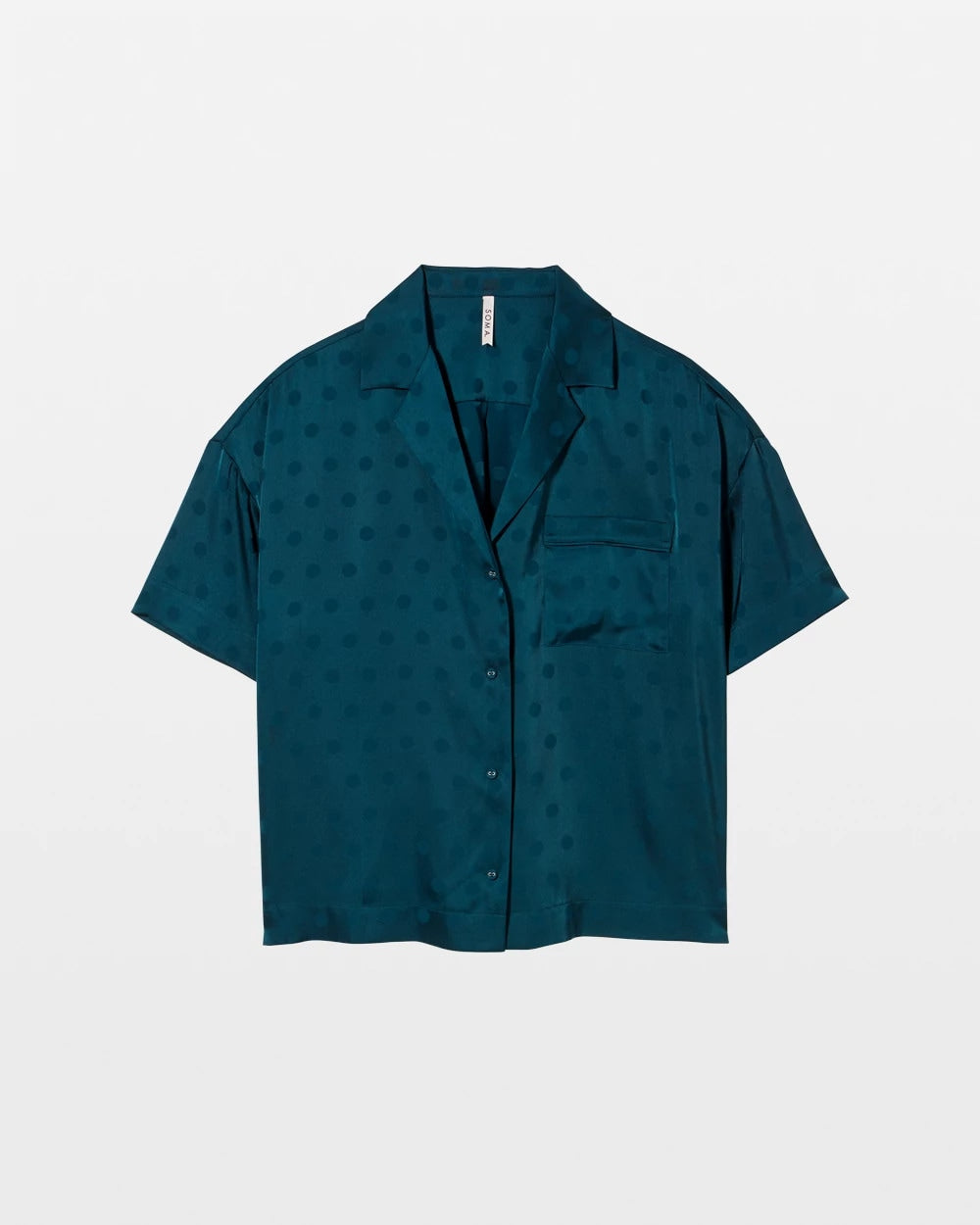 DRAMA DOTS DARK HARBOUR - Jacquard Dot Relaxed Notch Collar Pajama Top