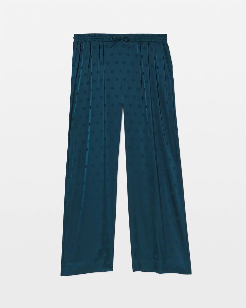 DRAMA DOTS DARK HARBOUR - Jacquard Dot Satin Relaxed Pant
