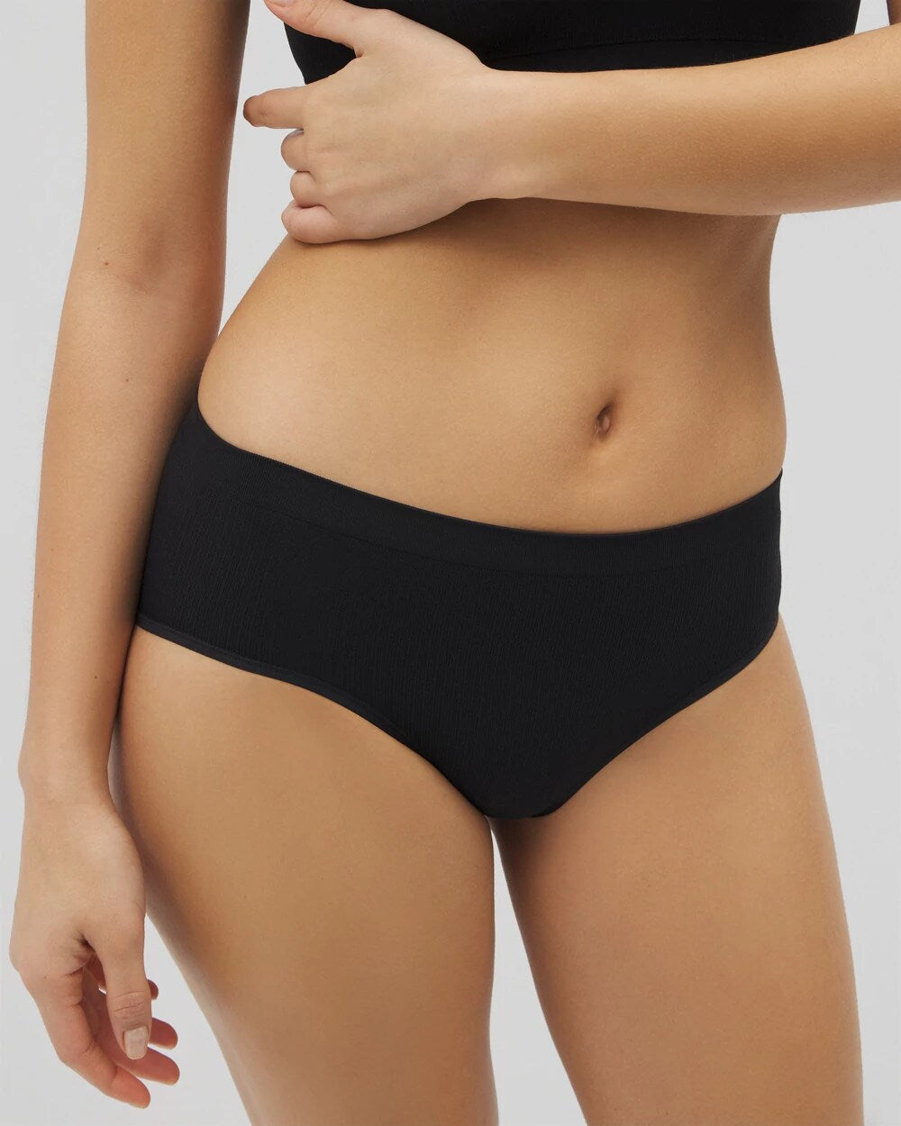 BLACK - Seamless Rib Hipster Panty