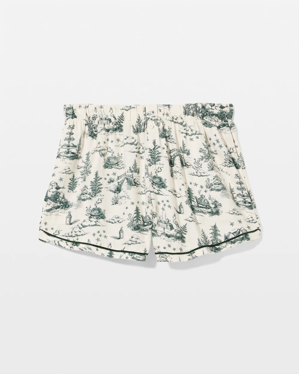 ENCHANTED TOILE GREEN - Piped Boxer Pajama Short