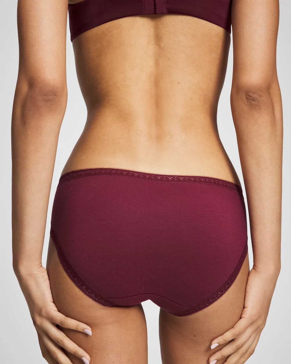 VELVET PLUM - Cotton Hipster Panty with Lace Trim