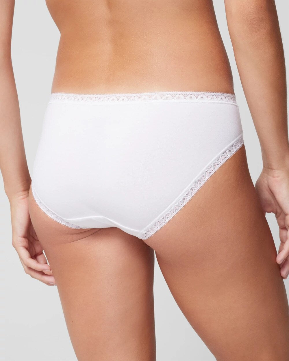 OPTIC WHITE - Cotton Hipster Panty with Lace Trim
